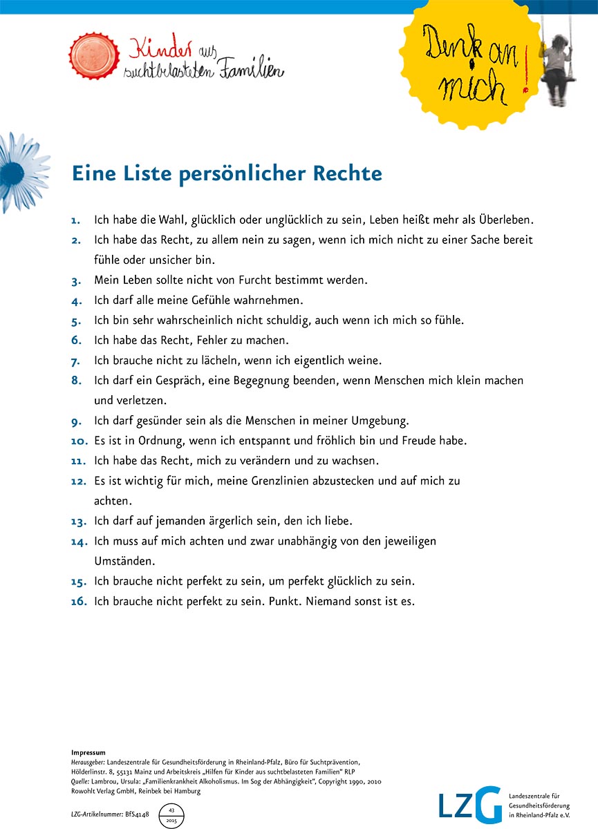 liste persönliche rechte